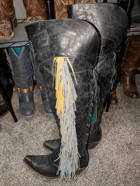 Junk Gypsy Shoes - Women’s Black Over-the-Knee Fringe Boots